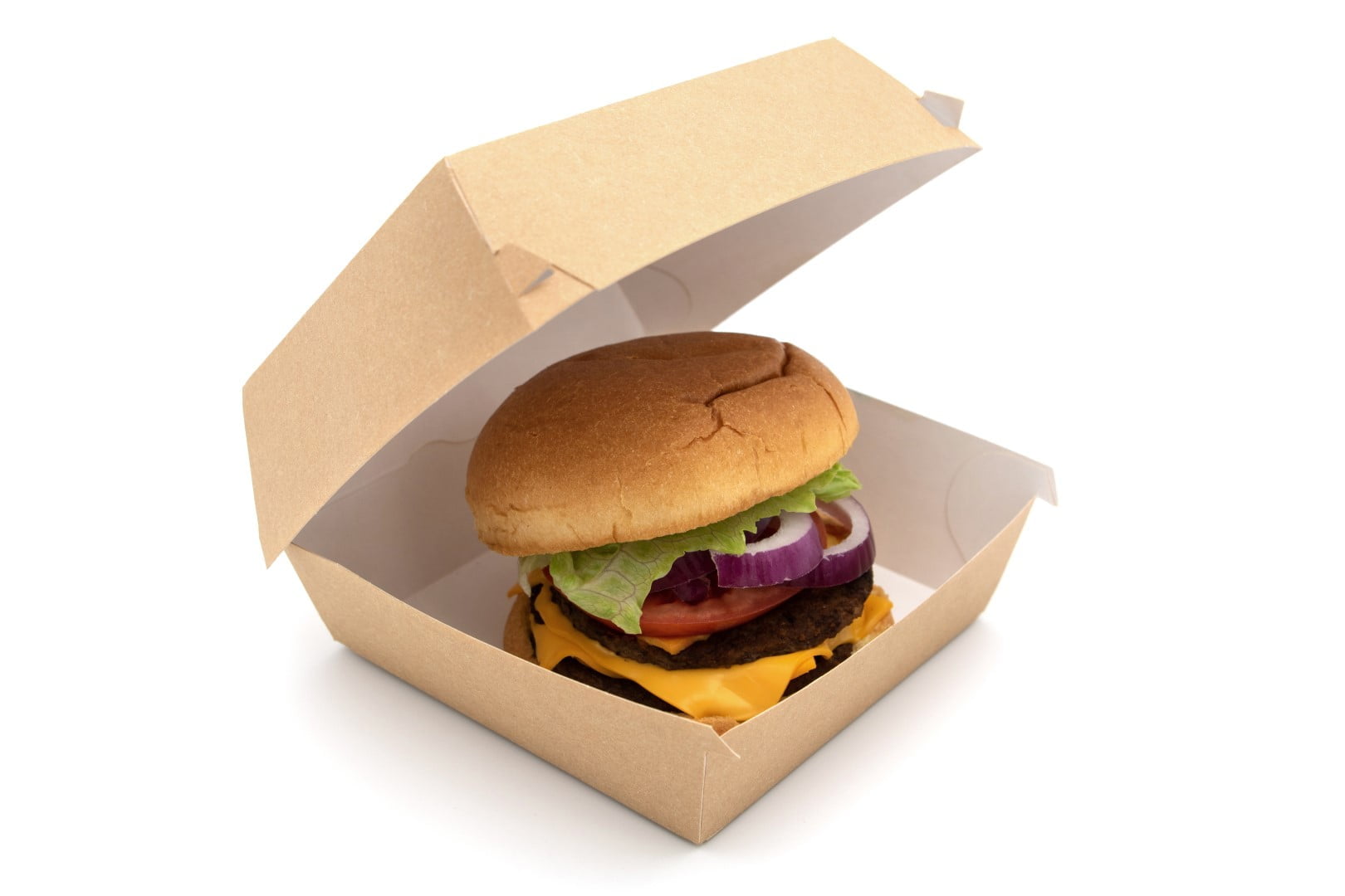 Büyük Kraft Kompostlanabilir Kapaklı Burger Kutusu